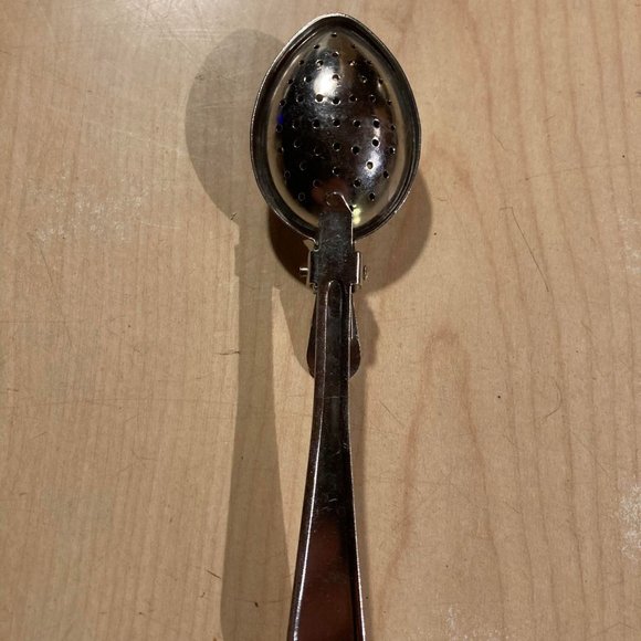 Antique Nickel Tea Strainer Spoon Infuser 1955 - Picture 3 of 4